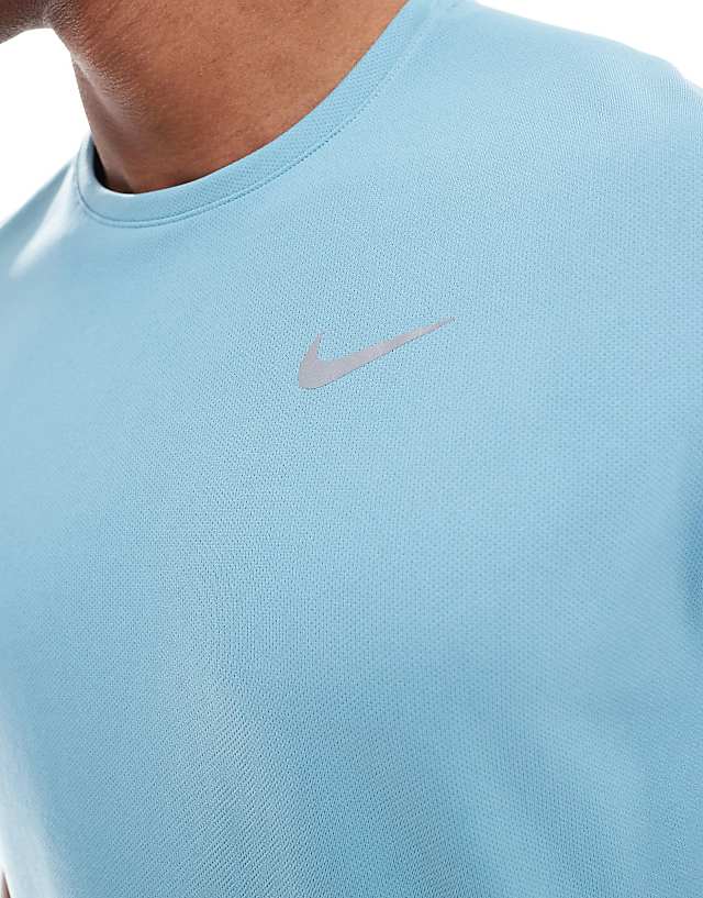 Asos Nike Running Miler Dri-FIT T-shirt In Light Blue