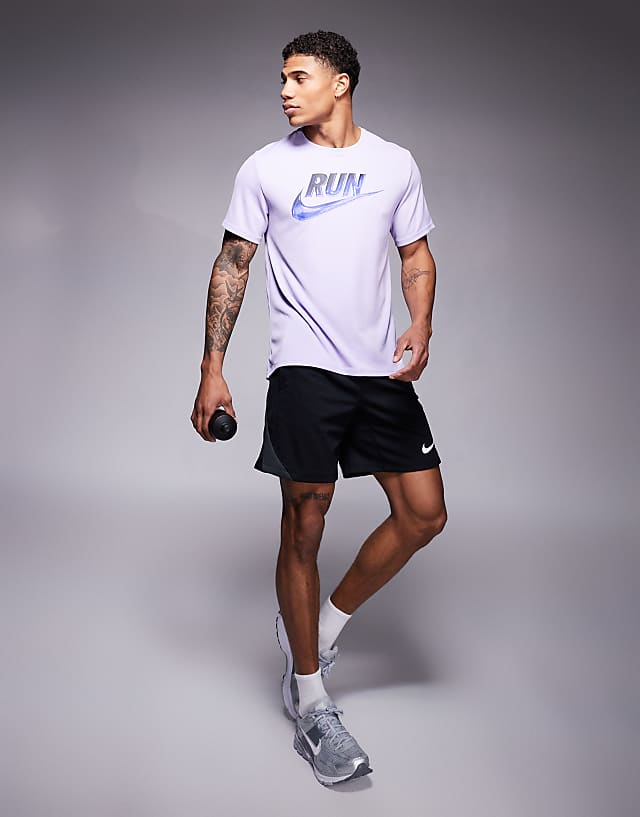 Asos Nike Running Miler Run Energy T-shirt In Lilac