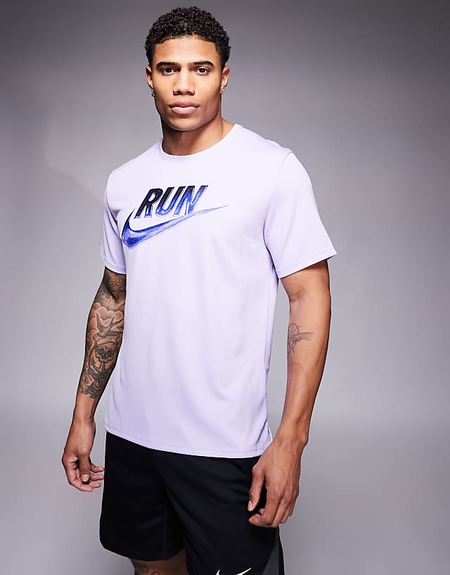 Asos Nike Running Miler Run Energy T-shirt In Lilac