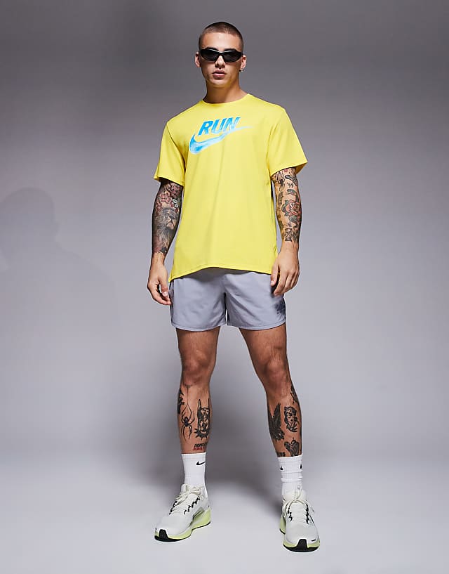Asos Nike Running Miler Run Energy T-shirt In Yellow