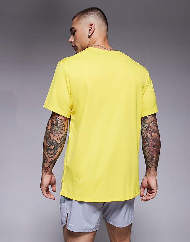 Asos Nike Running Miler Run Energy T-shirt In Yellow