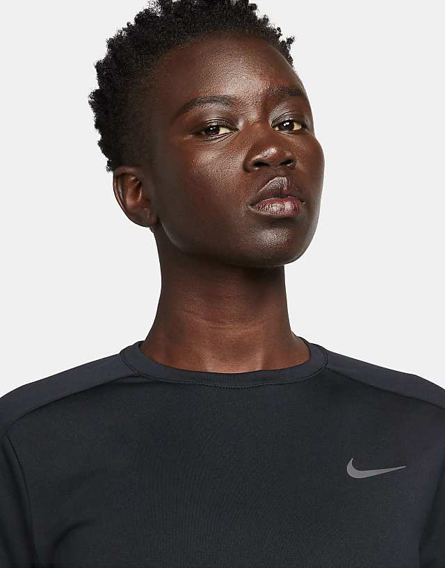 Asos Nike Running Pacer Crew Neck Long Sleeve Top In Black