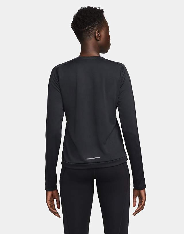 Asos Nike Running Pacer Crew Neck Long Sleeve Top In Black