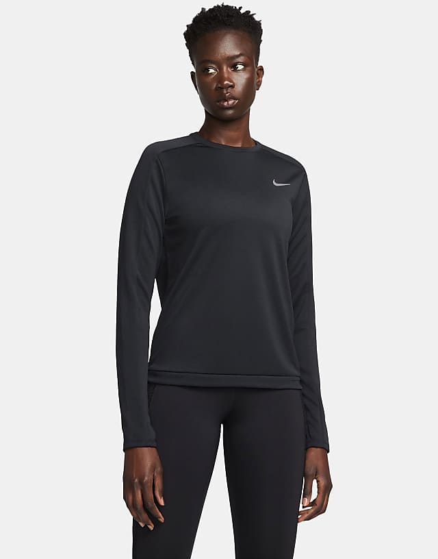 asos Nike Running Pacer crew neck long sleeve top in black