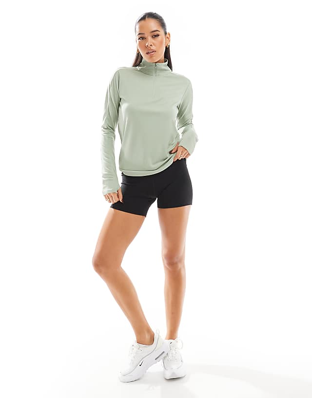 Asos Nike Running Pacer Dri-FIT 1/4 Zip Sweatshirt In Light Green