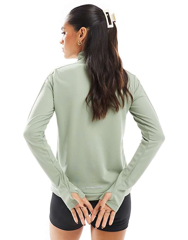 Asos Nike Running Pacer Dri-FIT 1/4 Zip Sweatshirt In Light Green