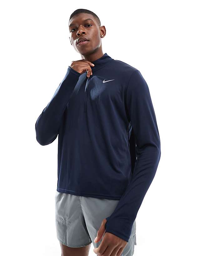 asos Nike Running Pacer Dri-FIT 1/4 zip top in navy