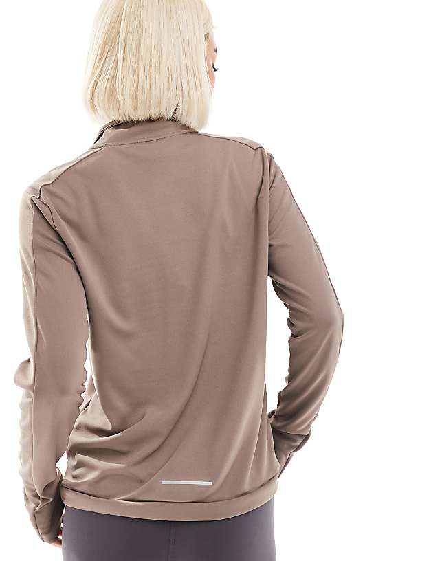 Asos Nike Running Pacer Dri-FIT Half Zip Long Sleeve Top In Brown