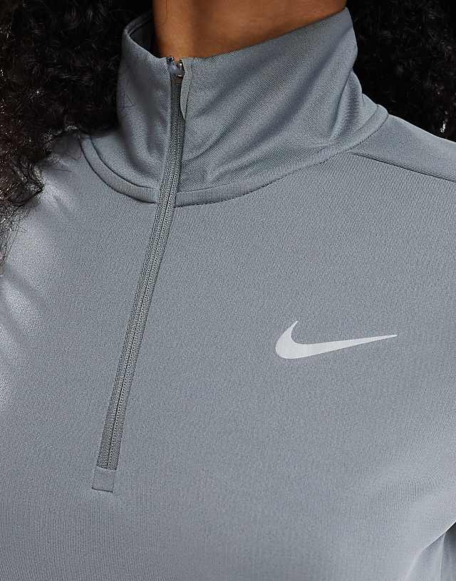 Asos Nike Running Pacer Dri-FIT Half Zip Long Sleeve Top In Grey