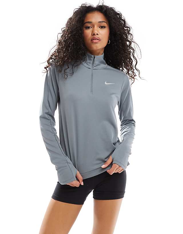 asos Nike Running Pacer Dri-FIT half zip long sleeve top in grey