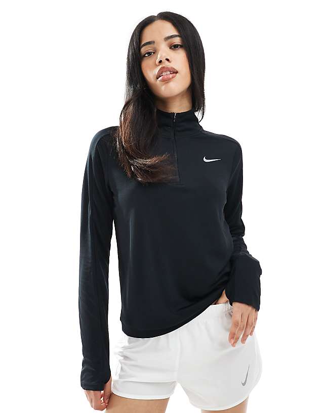 Asos Nike Running Pacer Dri-FIT Half Zip Long Sleeve Top In Black