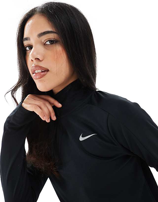 asos Nike Running Pacer Dri-FIT half zip long sleeve top in black