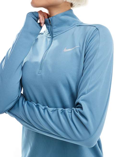 Asos Nike Running Pacer Dri-FIT Half Zip Long Sleeved Top In Blue