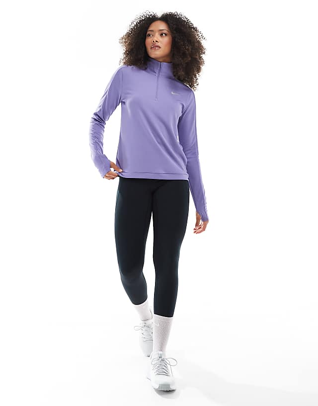 Asos Nike Running Pacer Dri-FIT Half Zip Long Sleeved Top In Lilac