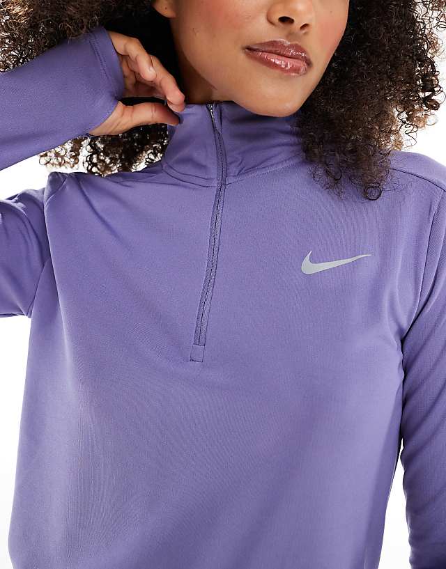 Asos Nike Running Pacer Dri-FIT Half Zip Long Sleeved Top In Lilac