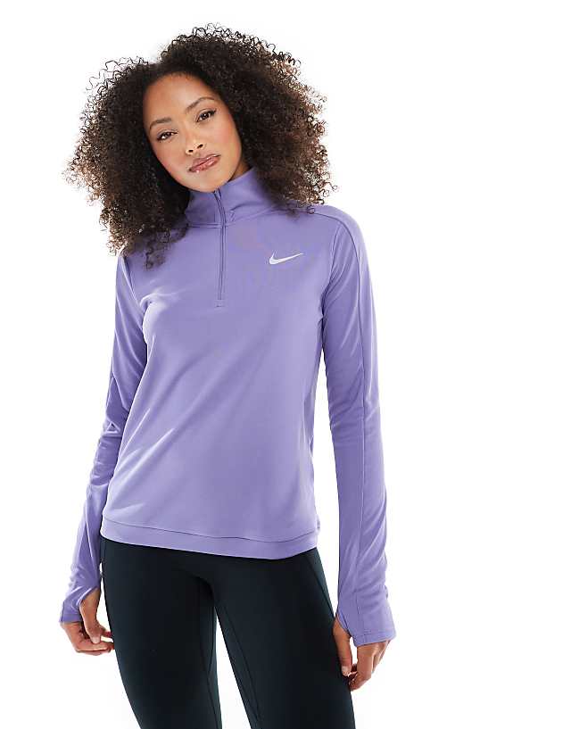 asos Nike Running Pacer Dri-FIT half zip long sleeved top in lilac