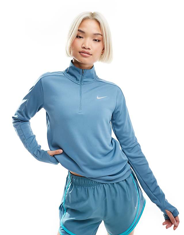 asos Nike Running Pacer Dri-FIT half zip long sleeved top in blue