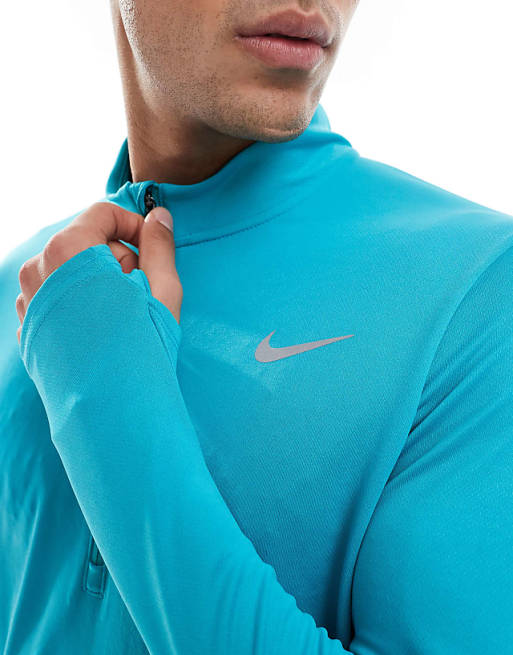 Asos Nike Running Pacer Dri-FIT Half Zip Longsleeve Top In Turquoise