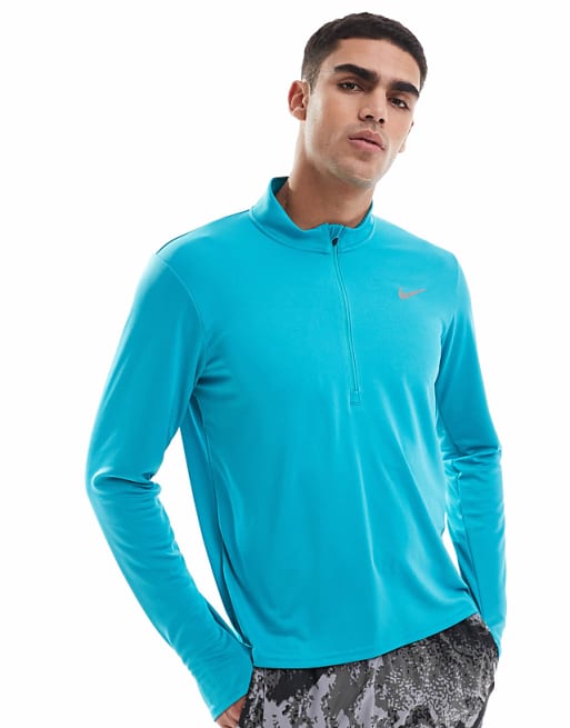 asos Nike Running Pacer Dri-FIT half zip longsleeve top in turquoise