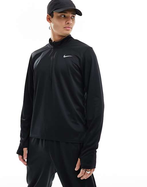 asos Nike Running Pacer Dri-FIT half zip longsleeve top in black