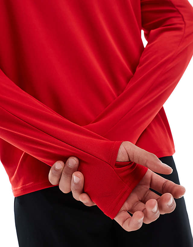 Asos Nike Running Pacer Dri-FIT Half Zip Longsleeve Top In Red