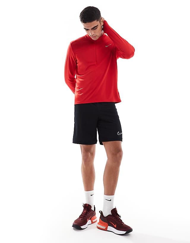 Asos Nike Running Pacer Dri-FIT Half Zip Longsleeve Top In Red