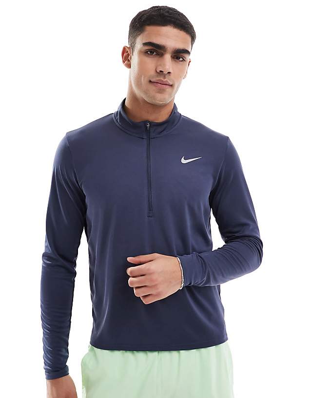 asos Nike Running Pacer Dri-FIT half zip longsleeve top in navy