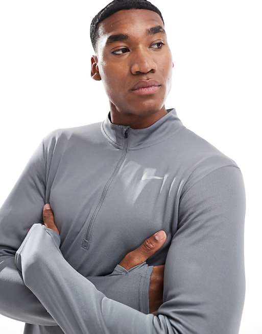 asos Nike Running Pacer Dri-FIT half zip longsleeve top in grey