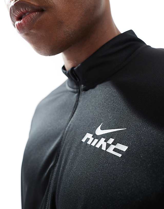 Asos Nike Running Pacer Flash Half Zip Longsleeve Top In Black