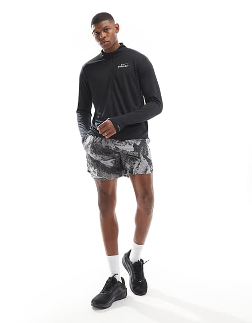 asos Nike Running Pacer Flash half zip longsleeve top in black