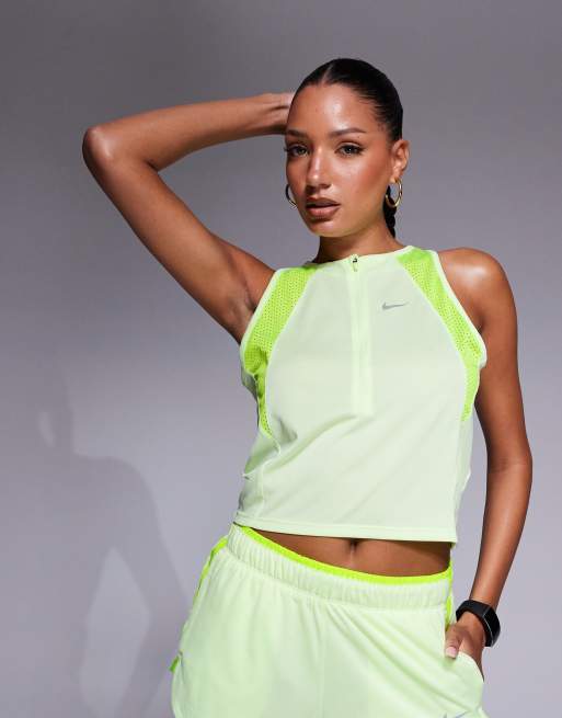 Asos Nike Running Race Series Dri-Fit Singlet Vest And 2 Inch Shorts In Lime Green