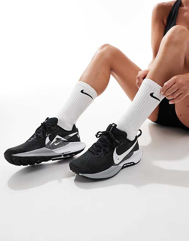 asos Nike Running ReactX Pegasus Trail 5 trainers in black and white