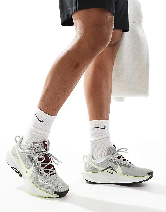 asos Nike Running ReactX Pegasus Trail 5 trainers in light silver