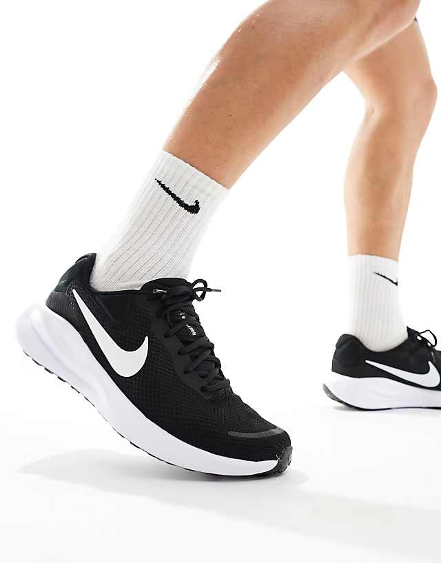 asos Nike Running Revolution 7 trainers in black and white