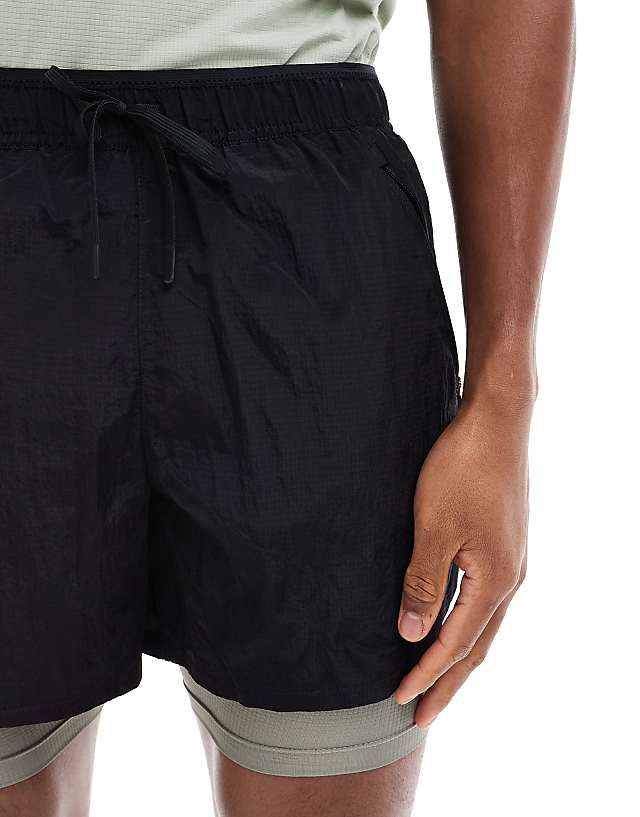 Asos Nike Running Run Division Stride 5 Inch 2 In 1 Shorts In Black