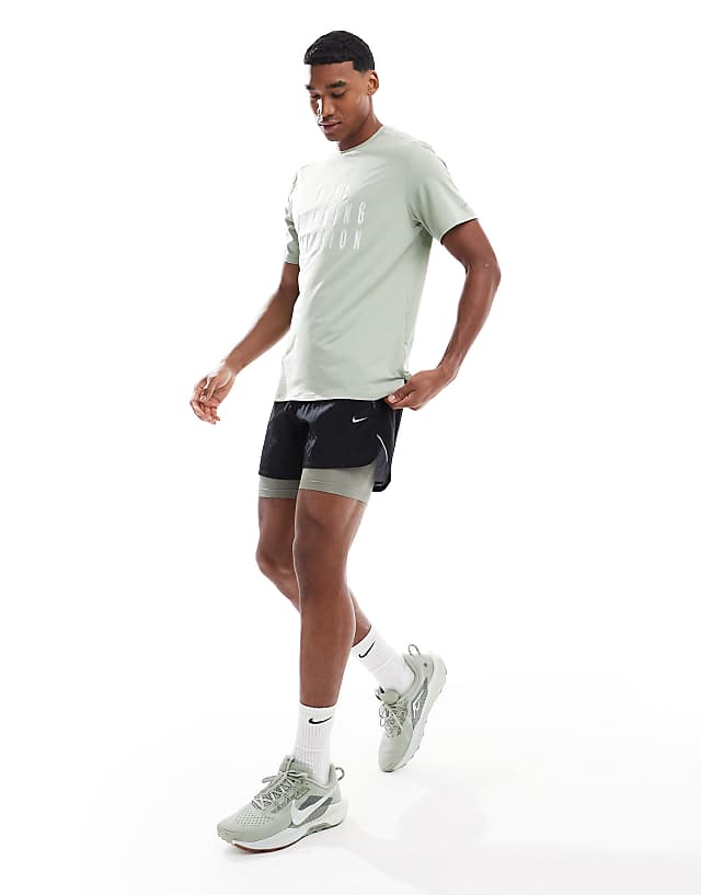 asos Nike Running Run Division Stride 5 inch 2 in 1 shorts in black
