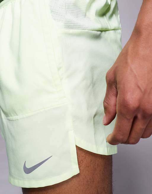 Asos Nike Running Stride Dri-FIT 5 Inch Shorts In Lime