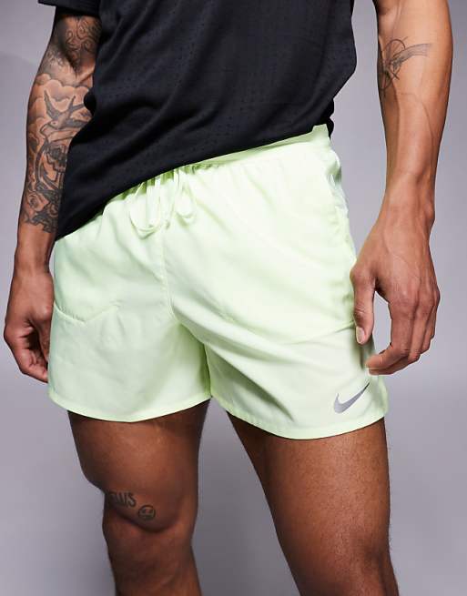 asos Nike Running Stride Dri-FIT 5 inch shorts in lime