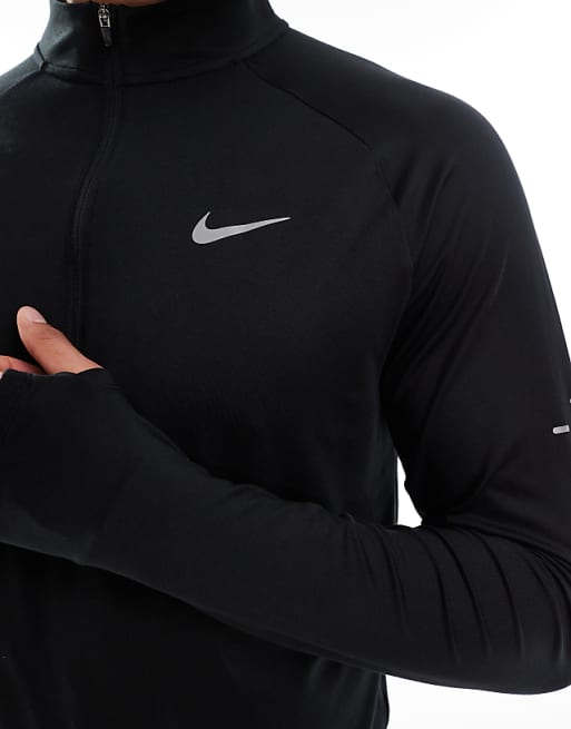 Asos Nike Running Stride Dri-FIT Half Zip Longsleeve Top In Black