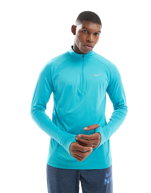 asos Nike Running Stride Dri-FIT half zip longsleeve top in turquoise
