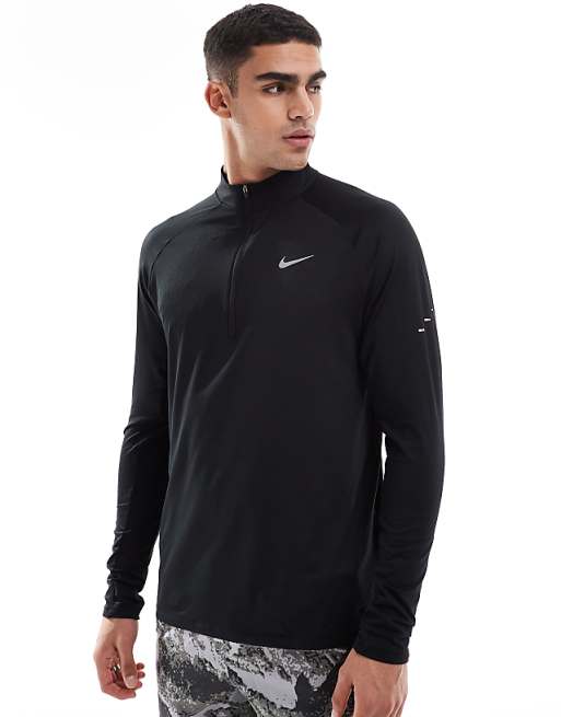 asos Nike Running Stride Dri-FIT half zip longsleeve top in black