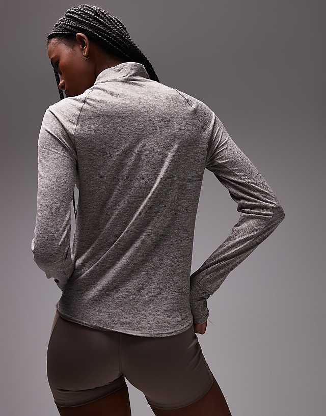 Asos Nike Running Swift Dri-FIT Half Zip Long Sleeved Top In Brown