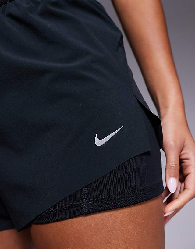Asos Nike Running Swift Dri-FIT Mid Rise 3 Inch 2 In 1 Shorts In Black