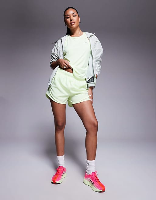 Asos Nike Running Tempo Dri-FIT Mid Rise 3 Inch Shorts In Lime Green