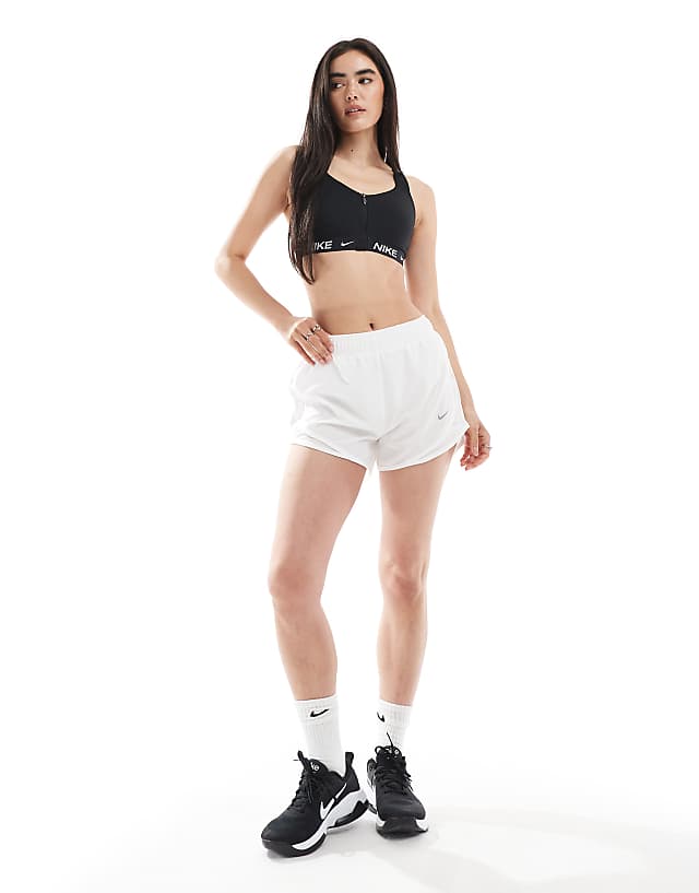 asos Nike Running Tempo Dri-FIT mid rise 3 inch shorts in white