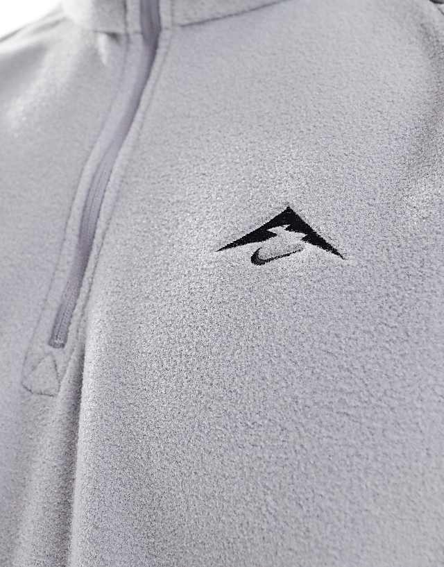 Asos Nike Running Trail Polartec 1/4 Zip Fleece In Grey