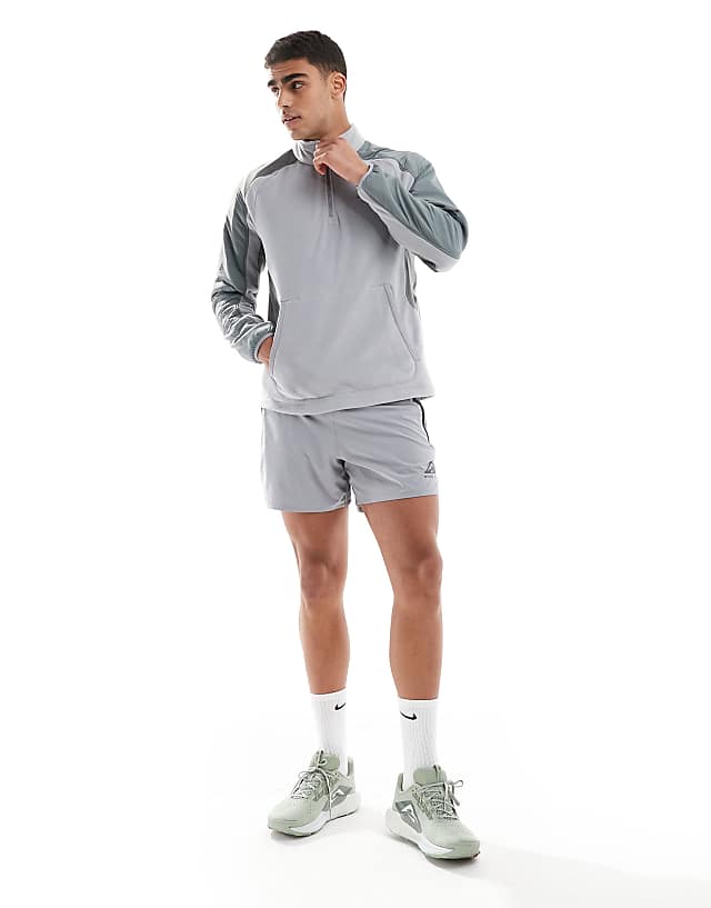 Asos Nike Running Trail Polartec 1/4 Zip Fleece In Grey