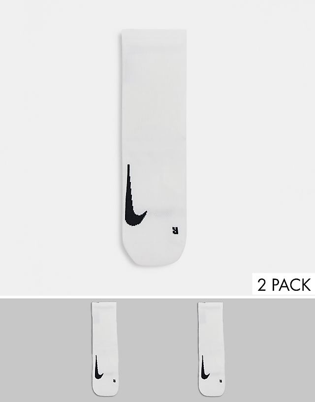 asos Nike Running unisex 2 pack multiplier socks in white and black