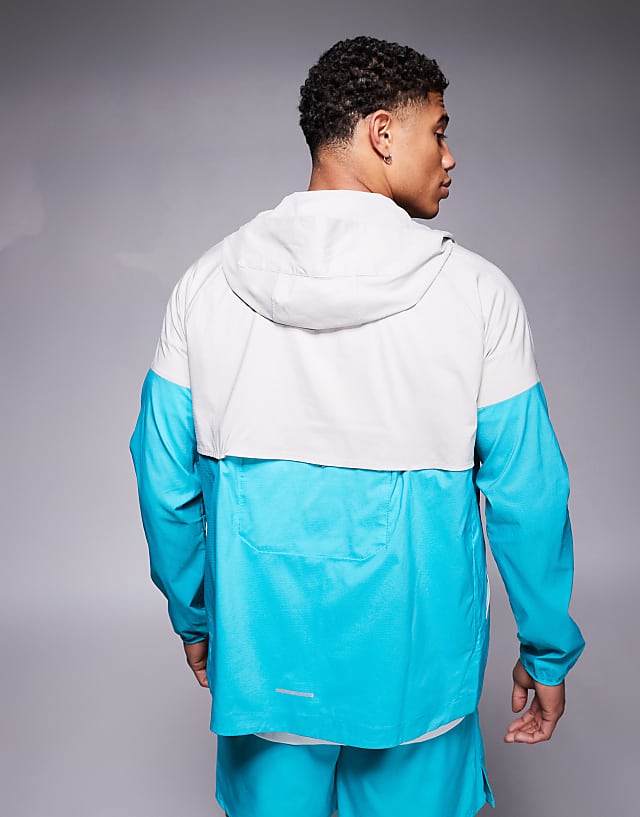 Asos Nike Running Windrunner Jacket In Grey And Blue