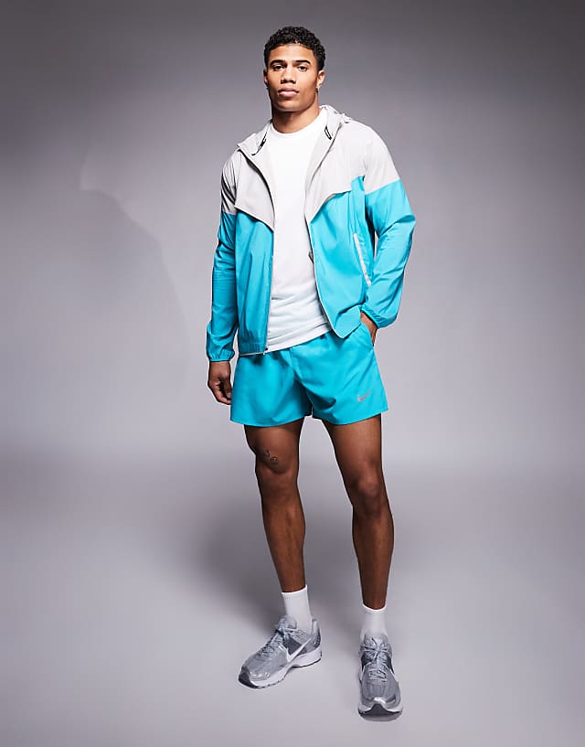 Asos Nike Running Windrunner Jacket In Grey And Blue